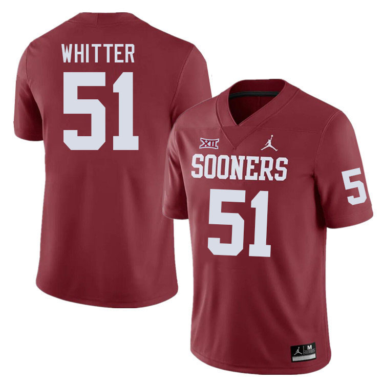 Men #51 Shane Whitter Oklahoma Sooners College Football Jerseys Stitched-Crimson